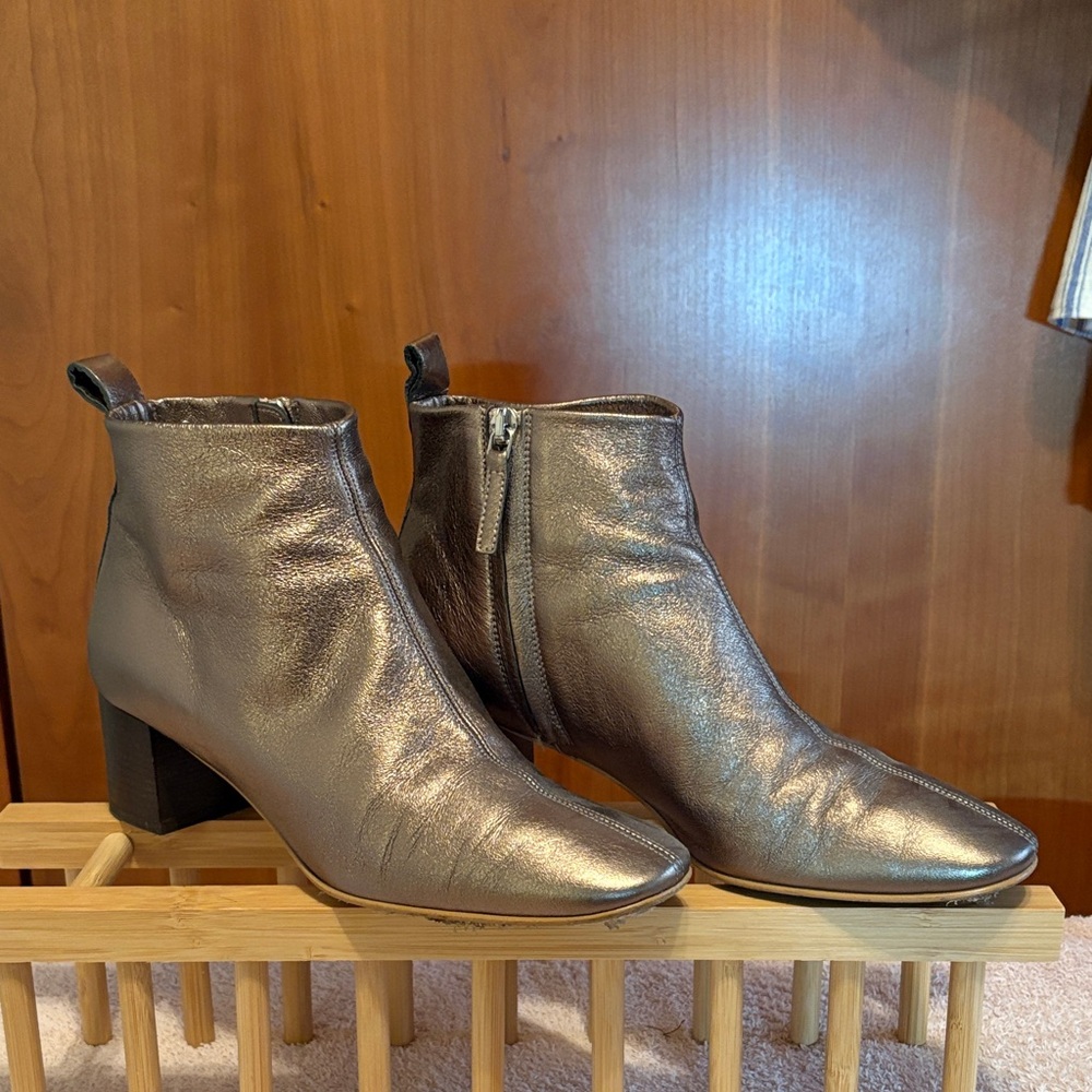 Everlane Metallic Brown Women's Ankle Boot with Block Heel size 8.5
